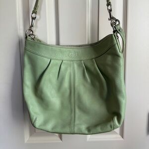 Light Green Leather Coach Crossbody and Shoulder Purse Handbag